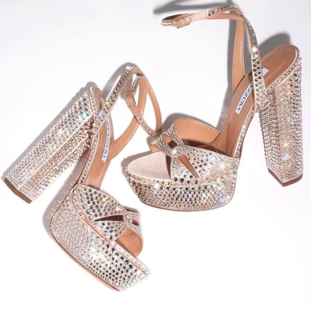 New AQUAZZURA Sinner Crystal Plateau 140 41 $2,495
